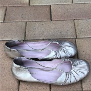 Taryn Rose gold Alessandra leather ballet flats